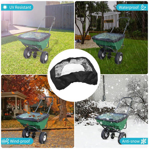 Beefy Hopper Cover For Fertilizer Spreader 420D Waterproof With Clear Window Fits P20-5010 Black Seeder Weatherproof Accessory