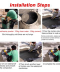 Installation steps for Professional Grade Waterproof Sheet For Floor Underlayment And Foundation Sealing, showcasing mortar application process.