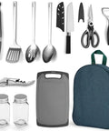 Outdoor Camping Kitchen Utensil Set 10 Piece Stainless Steel Cooking And Grilling Utensils With Travel Organizer for RVs BBQs Picnics
