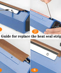 Step-by-step guide to replace heat seal strip on 12 Inch Manual Heat Sealer With Eight Adjustable Heating Levels Handy Portable Poly Bag Sealer For Plastic PE PP Bags Easy To Use With Extra Replacement Kit Ivory Finish.