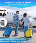 Couple at airport with luggage for trip, Backpackable Two 1.9L Twin Scuba Cylinders Deliver 3.8L Total Volume Portable Dive Tank Kit