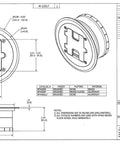 Technical drawing of Preassembled Flange Cover And Leveling Ring For Floor Boxes Poured In Concrete With 15A 125V Outlet Included Brass Fits RF400 Floor Box No Fuss Easy Push In Leveling System For Quick Slab On Grade Install.