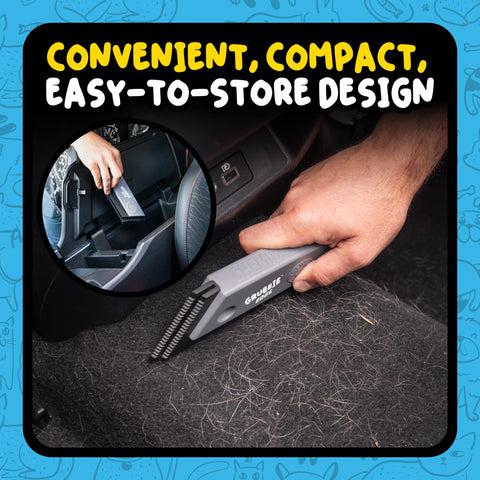Grubbie Edge Pet Hair Removal Tool For Car Interiors And Home Use Reusable Lint Remover With Dual Edge Design cleaning car mat.