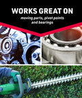Small Electric Motor Oil 3 Oz Lubricant works on moving parts, pivot points, bearings with images of gears and hedge trimmer