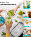 Countertop Nugget Ice Maker Cranks Out 35 Pounds Of Snap Bubble Ice Daily with drinks, including cocktails, iced coffee, and lemonade.