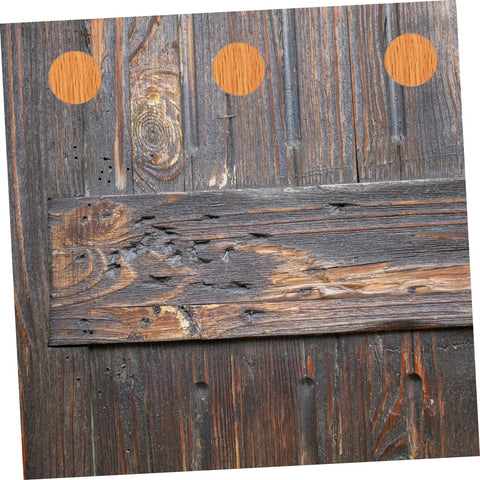 DIY Friendly Quick Fix Furniture Repair Kit Self Adhesive Screw Hole Reinforcement Stickers on wooden cabinet surface