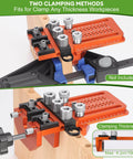 Adjustable Dowel Jig Kit With Quick Positive Stop And Clamp For Precision Woodworking Fits One Quarter Three Eighths And One Half Inch Dowel Holes Includes Nine Hardened Steel Drill Bushes For Fast Accurate Dowel Joints In Cabinets And Furniture
