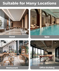 Cosmic Pattern Resin Elongated Toilet Seat for Bathroom showcased in various settings: hotel lobby, spa pool, restaurant dining, and office space.