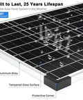 Close-up of 20W 12V Solar Panel Kit with IP67 waterproof tempered glass and aluminum frame corner for cars, RVs, and boats