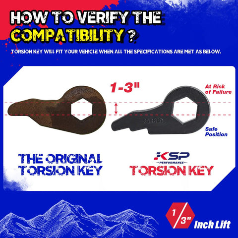 Comparison of original and new torsion keys for Beefed Up Lift Kit For Tahoe Yukon Suburban Avalanche 1500 2002 2006