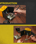 Dual Activated Carbon Filter Solder Fume Extractor With Slick Removable Magnetic Flaps And Steady Airflow Keeps Shop Smoke Way Off You Plug And Play Setup For Hardware Crews in use with a soldering iron.