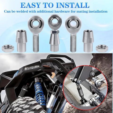 Heavy Duty Five Eighth Inch Heim Joint Rod End Bearing With Jam Nut 4-Pack For Off Road, Rock Crawling And Racing, Chromoly C4130 Steel Construction Delivers Maximum Strength, Durability, And Impact Resistance on off-road suspension