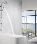 Retrofit Rain Shower System With 9 Inch Rain Shower Head 2.5 GPM Chrome Finish No Fuss DIY Install At Your Current Showerhead Location
