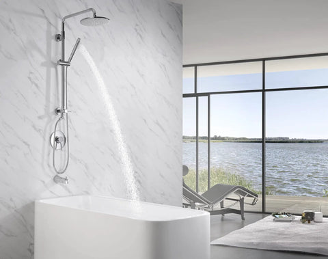 Retrofit Rain Shower System With 9 Inch Rain Shower Head 2.5 GPM Chrome Finish No Fuss DIY Install At Your Current Showerhead Location