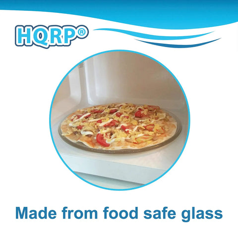 Heavy Duty 12.5 Inch Microwave Glass Turntable Plate Replacement Fits Frigidaire Maytag GE Amana Samsung Hotpoint Magic Chef & More Oven Roller Ring Tray Accessory Upgrade with pizza inside microwave.