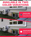 Paintable Gray Lineset Cover Kit For Ductless Mini Split AC System in gray and white color variations on exterior wall