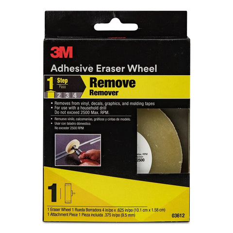 Pro Grade Auto Adhesive Eraser Wheel 4x5/8 In For Drill Removes Adhesives And Films From Painted Surfaces Safe On Acrylic Enamel Box
