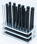 Heavy Duty 25 Piece Transfer Punch Set From 1mm To 13mm By 0.5mm Increments, 125mm Long, in a metal holder, black oxide finish