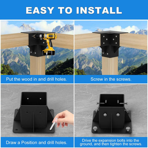4x4 Pergola Bracket Kit 8 Pack With 3 Way Right Angle Corner Brackets And Post Base Galvanized Steel Durable Built To Last Corrosion Resistant DIY Hardware Set