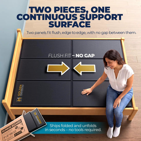 Heavy Duty Bunkie Board King Size With Non Slip Grip Base Low Profile Mattress Foundation showing flush fit panels without gaps.