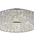 Laser Cut Aluminum Crystal LED Ceiling Light In Chrome Finish With Real Crystal Dangles, Easy Install, Lightweight Sleek Modern Fixture