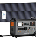 Heavy Duty Portable Power Station Packing 3600Wh Juice And 3600W Real Output, with two 500W solar panels in background.