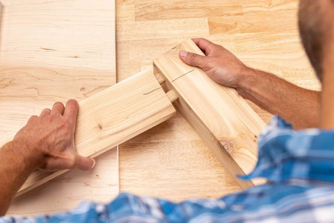 Person assembling wood using MortiseMate Loose Tenon Jig For Woodworking Easy Mortise Cutter with auto indexing adjustments