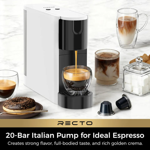 RectoCafé Espresso Machine For Nespresso Original Capsule Pods 20 Bar Professional Italian Pump Ultra Mini Coffee Maker