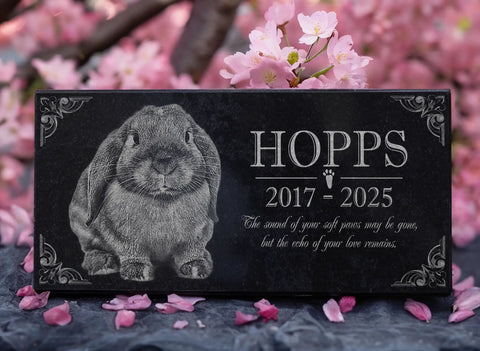 Custom Rabbit Memorial Stone For Outdoor Gardens And Gravesite, Bunny Grave Marker With Personal Engraving, Heartfelt Pet Loss Memorial Headstone