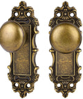 Bronze Interior Dummy Door Knobs, 2 Pack - Antique Bronze Door Handles, Vintage Brass Pulls For Pantry And Hallway, Classic Baroque Inspired Design, Easy Install, Left Or Right Hand Fit