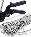Stainless Steel Zip Tie Gun Kit with 100 Beefy Heavy Duty 11.8 Inch Metal Zip Ties Self Locking UV Corrosion Resistant