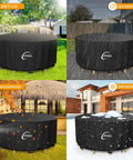Heavy Duty Round Patio Table Cover Waterproof UV Resistant No Tears No Fading Fits 62 Inch Diameter Tables Up To 28 Inch High Outdoor Furniture Shield For All Seasons in various weather conditions