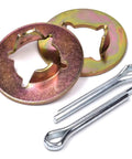 Beefed Up Front Wheel Bearing Rebuild Kit for Two Front Wheels with hardware showing washers and cotter pins.