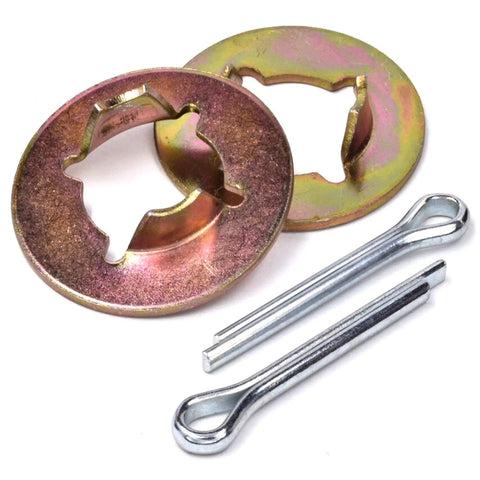 Beefed Up Front Wheel Bearing Rebuild Kit for Two Front Wheels with hardware showing washers and cotter pins.