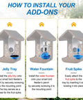Installation steps for Three In One Bird Nutrition Set With Water Fountain, Fruit Spike And Jelly Tray Feeder For Outdoor Backyards