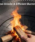 37 Inch Smokeless Fire Pit Tabletop with wood burning, showcasing low smoke fire ring and double wall ventilation for fuller burn.
