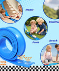 12 Foot Starter Flexible Race Track Set For Kids 3 And Up, Portable Rolls Up Design With Suction Cups pictured in use at home and park