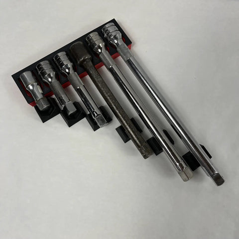 3D Tool Tray Socket Extension Organizers Set For Drawer Organization with socket extensions in red and black magnetic trays
