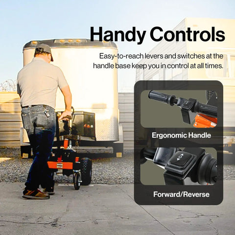 SuperHandy Electric Trailer Dolly With 7500 Lb Capacity showing ergonomic handle for easy control and operation.