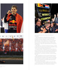 "Legends Of Grand Prix Racing: Cult Drivers And Their Legacies Through Triumphs, Tragedies, Iconic Photos, And Insider Stories From The Paddock For Gearheads And Casual Fans Alike" book pages showing race scenes and driver celebration.