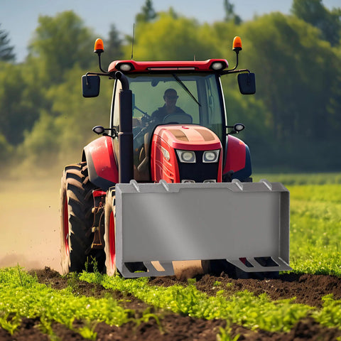 Tractor in field with Beefy Heavy Duty Mounting Plate For Farm Tractor Equipment Installation 6mm Thick Q235 Steel Base Plate
