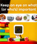 Color Night Vision Wired 1080p Indoor And Outdoor Security Camera With 2 Way Audio For Home Use displayed on colorful blocks
