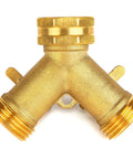 Heavy Duty Brass Garden Hose Splitter 2 Way Faucet Adapter For Outdoor Use With Easy On Off Handles Rust Proof And High Pressure Compatible Durable Outdoor Water Splitter brass Y-connector