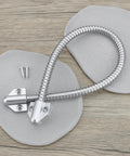 2 Pack 408Mm Stainless Steel Flexible Door Conduit For Electrical Wiring And Wire Protector Head Size 31x30x13Mm Inner Diameter 8Mm Outer Diameter 10.3Mm Mount Hole Spacing 20Mm shown with screws on wooden surface