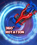 Remote control monster truck toy, red and blue, 1:12 scale with 360-degree rotation for off-road use