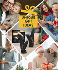 Collage of Rechargeable LED Flashlight Gloves For Men And DIY Crew as a gift highlighting family moments with presents.