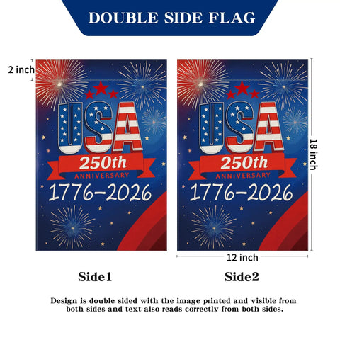 250 Anniversary USA Garden Flag Double Sided Waterproof 12x18 Inch Patriotic Yard Sign Commemorating 1776 2026 With HD Printing