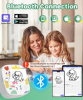 Portable Mini Sticker Printer With Bluetooth Inkless Thermal Technology shown with app interface and used by child and adult