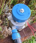 Heavy Duty Portable 500W Micro Hydroelectric Generator 110V 220V Water Turbine Power Station With Blue Connectors in use.