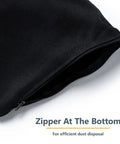 Universal Table Saw Dust Collection Bag Fits Two And Half Inch Dust Ports showing zipper at the bottom for dust disposal